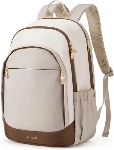 Miniatura 12 de LIGHT FLIGHT Mochila de viaje para laptop para mujer, mochila de 15.6 pulgadas con orificio de carga USB, resistente al agua, mochila negra de gran