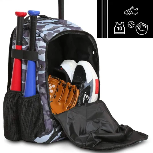 Miniatura 3 de ZOEA - Mochila para bate de béisbol para niños y equipo de softbol y herramientas para jóvenes y adultos, gran capacidad para 4 bates, casco