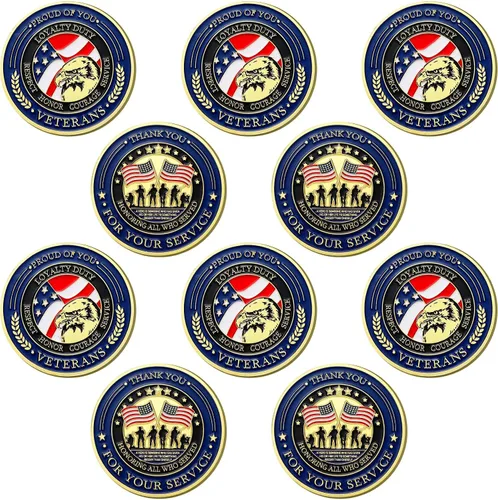 10 monedas militares de desafío de agradecimiento por tu servicio, desafío de apreciación militar, monedas coleccionables individuales para regalos