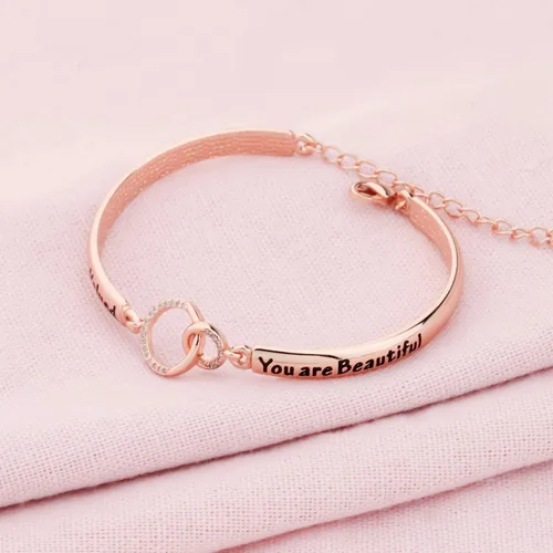 Miniatura 2 de LQRI Inspirational Jewelry - Pulsera de mantra motivacional con texto en inglés You Are Loved You Are Valued You Are Beautiful Self Esteem Daughter