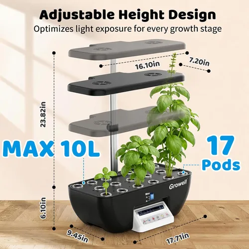 Miniatura 2 de Kit de sistema de cultivo hidropónico, 17 cápsulas de jardín de hierbas para interiores con luz de cultivo, circulación inteligente de agua y aire