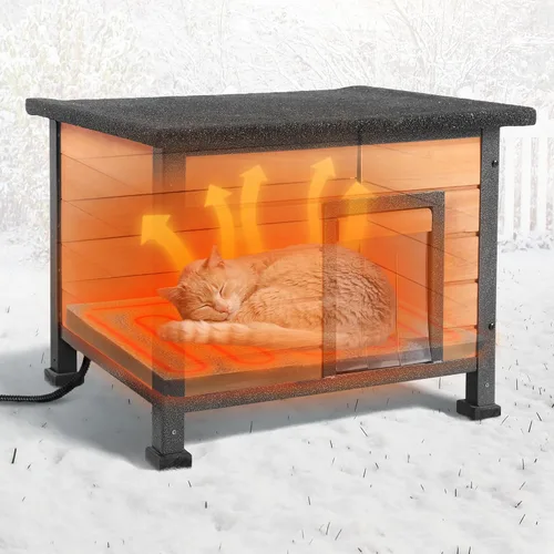 Miniatura 9 de Casa para gatos al aire libre, casa para gatos al aire libre, resistente a la intemperie, techos de asfalto abiertos, casa para gatos para gatos