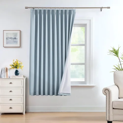 Miniatura 42 de Central Park Paneles de cortinas plisadas opacas con textura de lino, con aislamiento térmico y pestaña trasera, para sala de estar o dormitorio