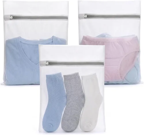 Muchfun 3 bolsas duraderas de malla fina para lavandería, para prendas delicadas, 12 x 16 pulgadas (3 medianas)