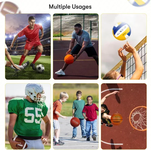 Miniatura 5 de Pelotas deportivas completas con bolsa, bomba para niños - Kickball, voleibol, pelota de fútbol, fútbol, baloncesto - Juego al aire libre