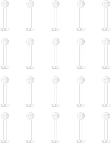 Miniatura 10 de Aretes transparentes de plástico para piercing deportivo, para el vientre, septum, ceja, labio, cartílago, tragus, labios, labio, retenedores