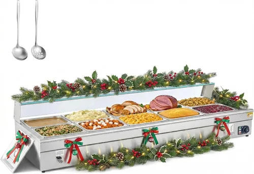 Miniatura 15 de WILPREP Calentador de alimentos comercial, calentador eléctrico de 1500 W para mostrador con control de temperatura ajustable de 86-185 °F