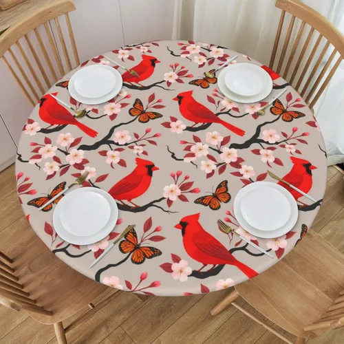 Miniatura 10 de Famame Beautiful Bloom - Mantel redondo ajustable con borde elástico, impermeable, con borde elástico, para interiores y exteriores, se adapta a