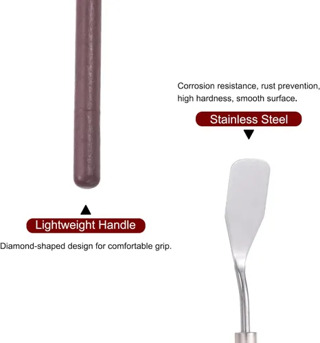 Miniatura 4 de HARFINGTON Cuchillo de paleta de 0.709 in de ancho de cuchillo de cabeza plana Mango de madera maciza de acero inoxidable, raspador de mezcla