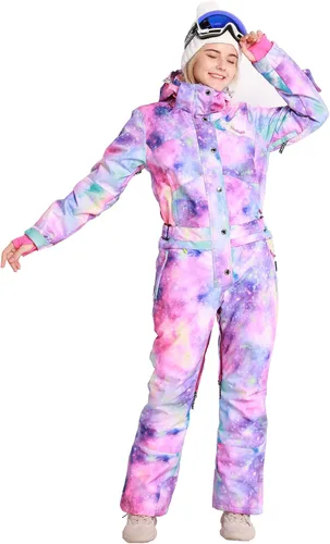 Miniatura 4 de Bluemagic - Traje de esquí de una pieza para mujer, traje de invierno impermeable para deportes de nieve