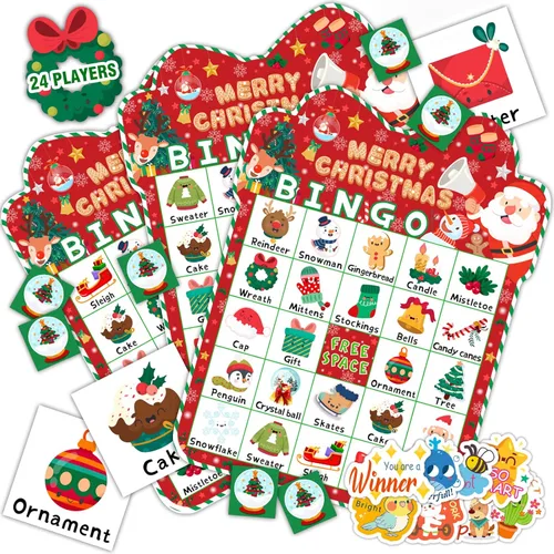 Miniatura 9 de HomSeon Tarjetas de bingo bíblicas para 24 jugadores, juego de bingo cristiano para niños con calcomanías de Punny Jesús, juego cristiano religioso