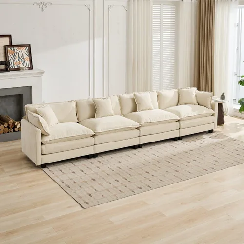 Miniatura 4 de Sofá Sillones de felpilla transpirable de 150 pulgadas para sala con diseño ergonómico, sofás para sala con modular flexible para espacios de vida
