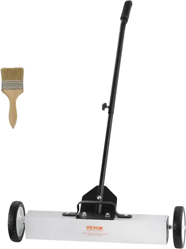 Miniatura 11 de VEVOR Barridor magnético rodante de 45 libras con ruedas, escoba de recogida magnética tipo empuje, barrido de césped con imán grande de 18