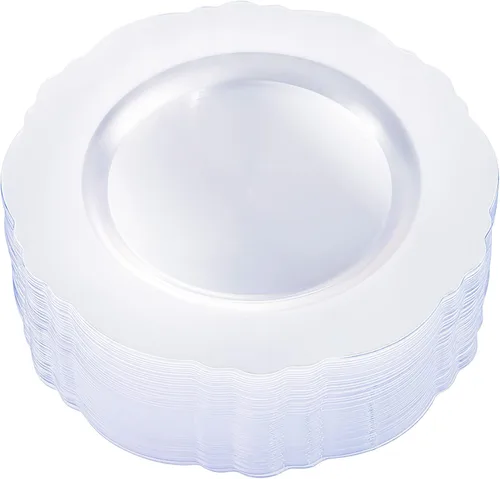 Miniatura 12 de WDF 60 platos de plástico rojo desechables – 7.5 pulgadas de alta resistencia rojo postre/ensalada/pastel platos para boda, fiesta, cumpleaños, día