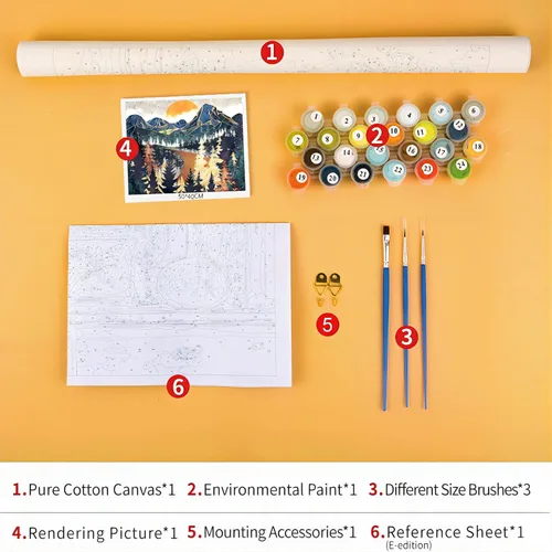 Miniatura 5 de QUITEDEW Pintura por números para adultos, pintura de cascada de montaña por números, kits de pintura de paisaje natural por números, adecuado