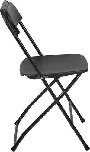 Miniatura 7 de EMMA + OLIVER Juego de 10 sillas plegables de plástico, capacidad de peso de 650 libras, silla plegable apilable ligera en color negro