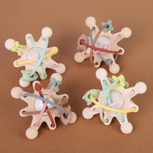 Miniatura 7 de Juguete mordedor para bebés de más de 3 meses, juguetes de dentición de silicona para bebés, juguete de sonajero sensorial para encías doloridas