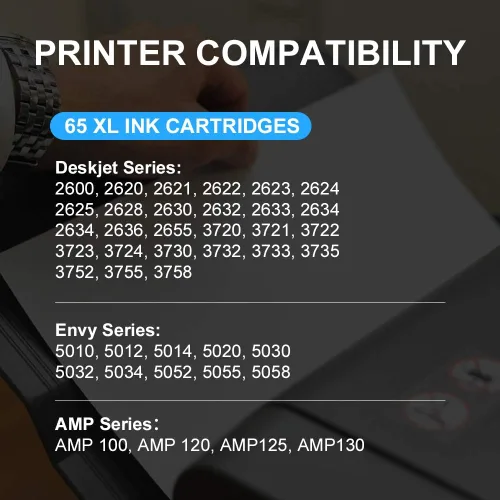 Miniatura 4 de Cartuchos de tinta remanufacturados de repuesto para HP 65XL 65 XL Cartucho de tinta para Envy 5055 5052 5058 DeskJet 3755 2652 2655 3722 3723 3752