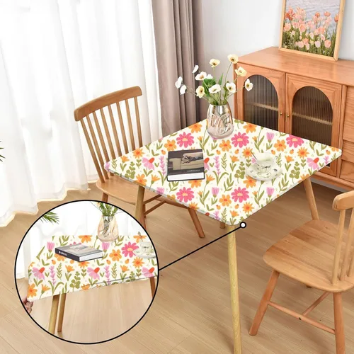 Miniatura 61 de Mantel ajustado blanco con elástico para mesas plegables de 48x48 pulgadas, manteles lavables y elásticos de elastano para mesas de cartas, manteles