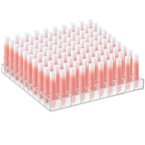 Mumufy Soporte para lápiz labial, organizador de acrílico transparente, organizador de brillo de labios, estuche de plástico para cosméticos para