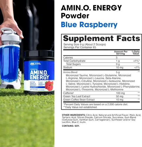 Miniatura 3 de Optimum Nutrition Amino Energy - Polvo energético para antes del entrenamiento con té verde, BCAA, aminoácidos, extracto de café verde, sabor