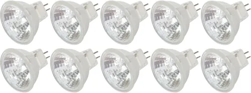 Simba Lighting MR11 - Bombillas halógenas de 20 W 12 V FTD (paquete de 10) 2 pines 220 lm para paisaje, acento, luces de pista y fibra óptica, base