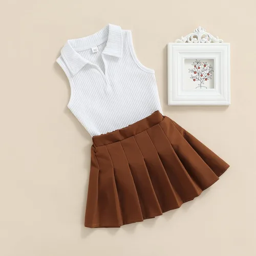 Miniatura 184 de TheFound Trajes de verano para niñas pequeñas, sin mangas, de punto acanalado, halter, pantalones cortos, ropa para recién nacidos, conjunto de 3