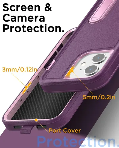 Miniatura 6 de AICase Funda para iPhone 11 con soporte integrado con protector de pantalla de vidrio + lente de cámara, resistente protección contra caídas, cuerpo