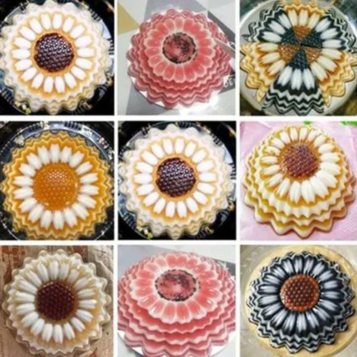 Miniatura 4 de SADYFON Molde de aluminio para decoración de pasteles en forma de flor de girasol para cumpleaños, boda, aniversario, fiesta, tartas, moldes