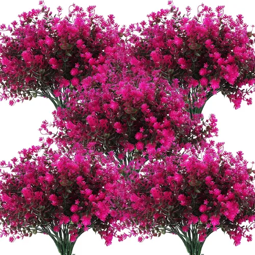 Miniatura 60 de RECUTMS - Flores artificiales, plantas artificiales, resisten los rayos ultravioleta, arbustos sintéticos, para interior y exterior, maceta