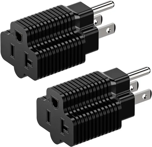 Miniatura 9 de Paquete de 3 adaptadores de enchufe Nema de 15 amperios a 20 amperios, listado ETL, NEMA 5-15P a 5-15/20R (peine de 20 amperios T Blade) 15 Amp