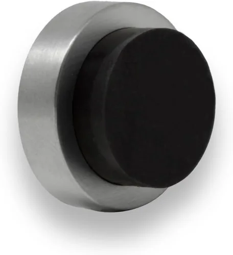 Miniatura 12 de EVI Tope de puerta adhesivo para pared/manija 0.9 x 0.55 pulgadas caucho negro acero inoxidable V2A Lacado negro Incluye tornillo +