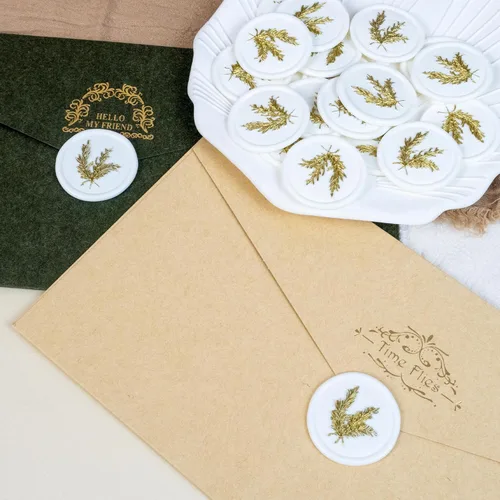 Miniatura 5 de 25 calcomanías de sello de cera dorada y blanca, sellos de sobres hechos a mano, autoadhesivos, bodas, invitaciones de fiesta, envoltura de regalo