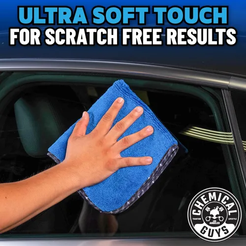 Miniatura 4 de Chemical Guys Toallas profesionales de microfibra de alta calidad para autos, azul, 16 x 16 pulgadas, paños ultra suaves y sin arañazos