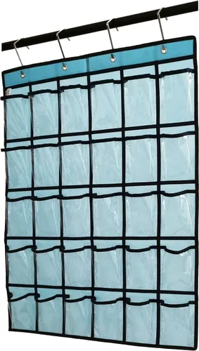 Miniatura 4 de Tabla de bolsillo para el aula para calculadora de teléfono, organizador de joyas para colgar sobre la puerta, armario colgante con 30 bolsillos Azul