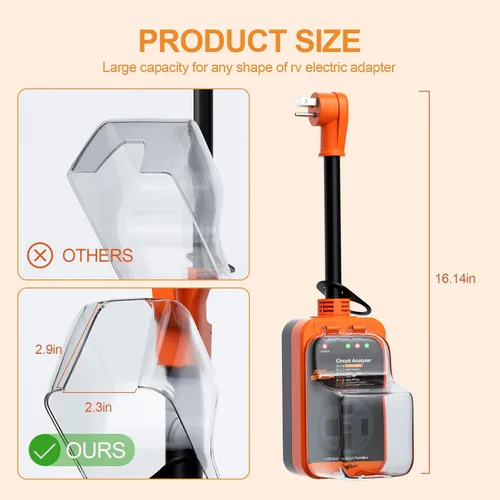 Miniatura 6 de Marsflex Protector de sobretensiones para RV, analizador de circuito de 15 amperios a 50 amperios, protección contra sobretensiones de 8000 julios