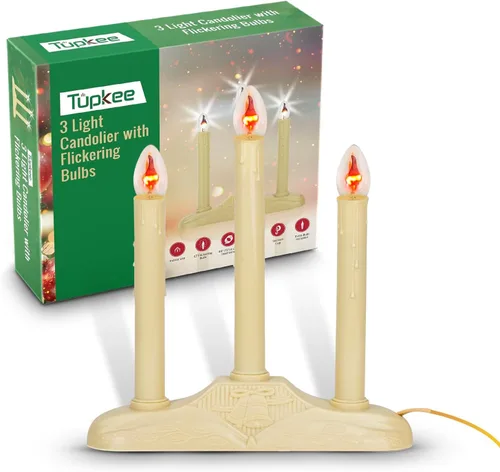 Miniatura 11 de Velas Candolier de Navidad para Ventana Tupkee – con Bombilla Parpadeante – Única para Interior - Vela Eléctrica Sin Llama para Ventana Candelabro 1
