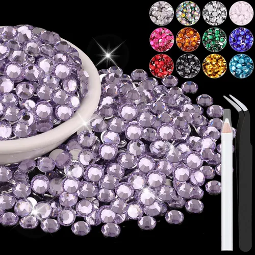 Miniatura 12 de 12000 diamantes de imitación de resina de 0.079 pulgadas a granel para manualidades (transparente), cristales deslumbrantes con parte trasera plana