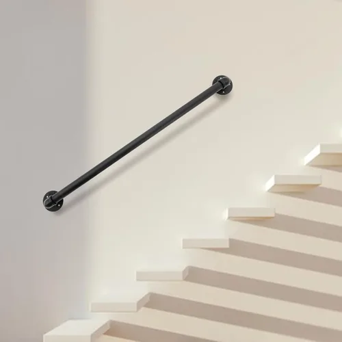 Miniatura 2 de Barandilla de escalera de metal, barandilla de escalera de tubo de acero galvanizado montado en la pared de 3 pies, pasamanos de escalera de ático
