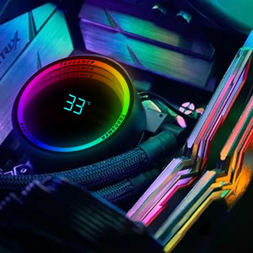 Miniatura 6 de TGDGAMER T-240MM Negro ARGB Refrigeración Líquida de CPU con Ventilador PWM ARGB de 240mm, Pantalla de Temperatura, Refrigeración de Agua
