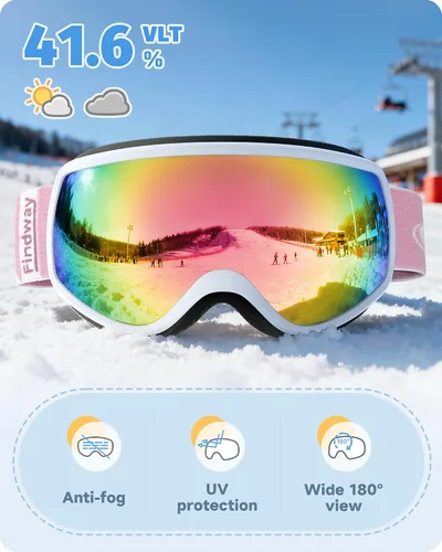Miniatura 2 de findway Gafas de esquí para niños, gafas de snowboard para niños y niñas de 3 a 12 años