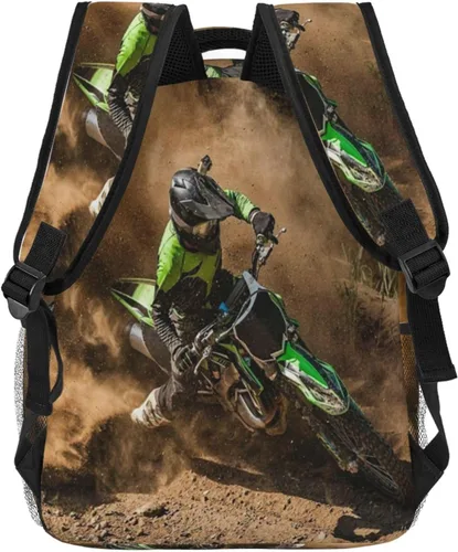 Miniatura 5 de Mochila de motocross para niños, niñas y hombres, mochila de viaje para computadora portátil casual, mochila universitaria de regreso a la escuela