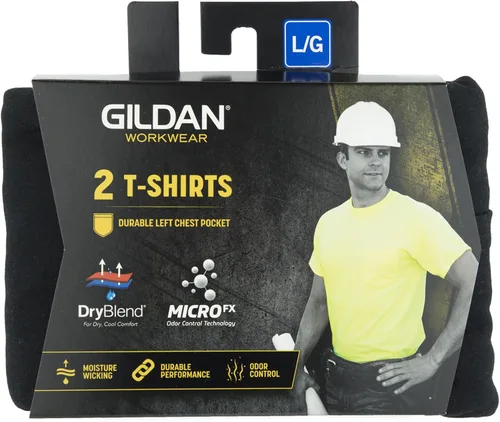 Miniatura 6 de Gildan Camisetas de trabajo DryBlend para hombre con bolsillo, 2