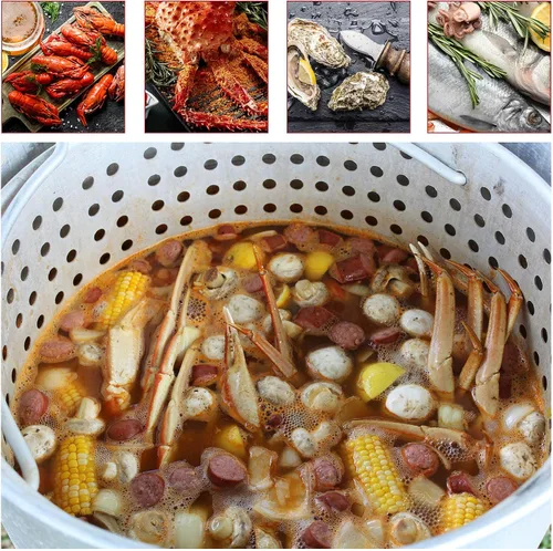 Miniatura 3 de Creole Feast SBK0801 Kit de ebullición de mariscos de 80 cuartos de galón con colador, olla y cesta para hervir mariscos al aire libre con quemador