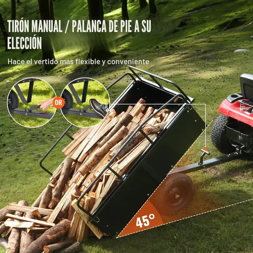 Miniatura 5 de VEVOR Remolque Resistente para ATV Carro de Descarga de Acero, 750 libras 15 Pies Cúbicos, Remolque Utilitario de Jardín Remolques de Patio con Negro