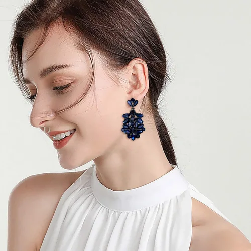 Miniatura 2 de EVER FAITH Costume Jewelry Marquise Austrian Crystal Art Deco Banquet Dangle Earrings for Women Bridal