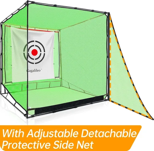 Miniatura 6 de Gagalileo Golf Driving Cage Net: Heavy Duty 1 in Steel Frame - Noise Reduction Target for Backyard Garage Indoor Simulator - 7x7x7 FT High Density