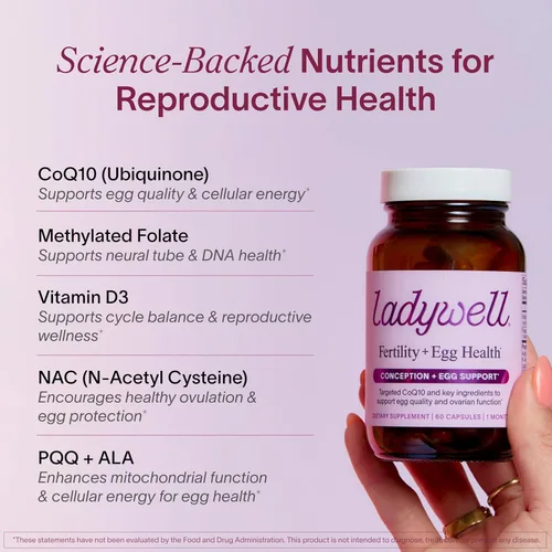 Miniatura 4 de Ladywell Fertilidad + Salud del óvulo Apoyo de fertilidad Salud ovárica, calidad del óvulo, apoyo para el bienestar de la ovulación