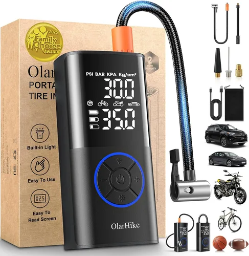 Miniatura 15 de OlarHike Tire Inflator Portable Air Compressor, USB-A & Power Bank,Smart Dual Hose System, Auto Air Comprassor for Car Tires, Balls,Bike