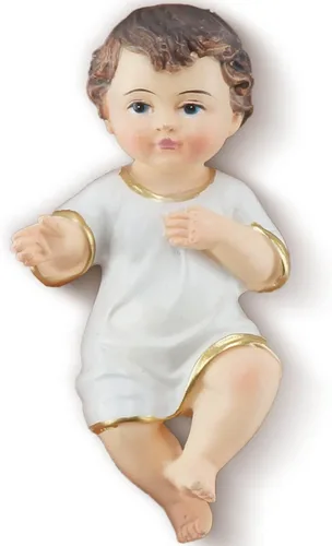 Figurilla de resina del Niño Jesús en tela sagrada - Estatua coleccionable de la Natividad y regalos de fe sagrada (2.4 pulgadas)